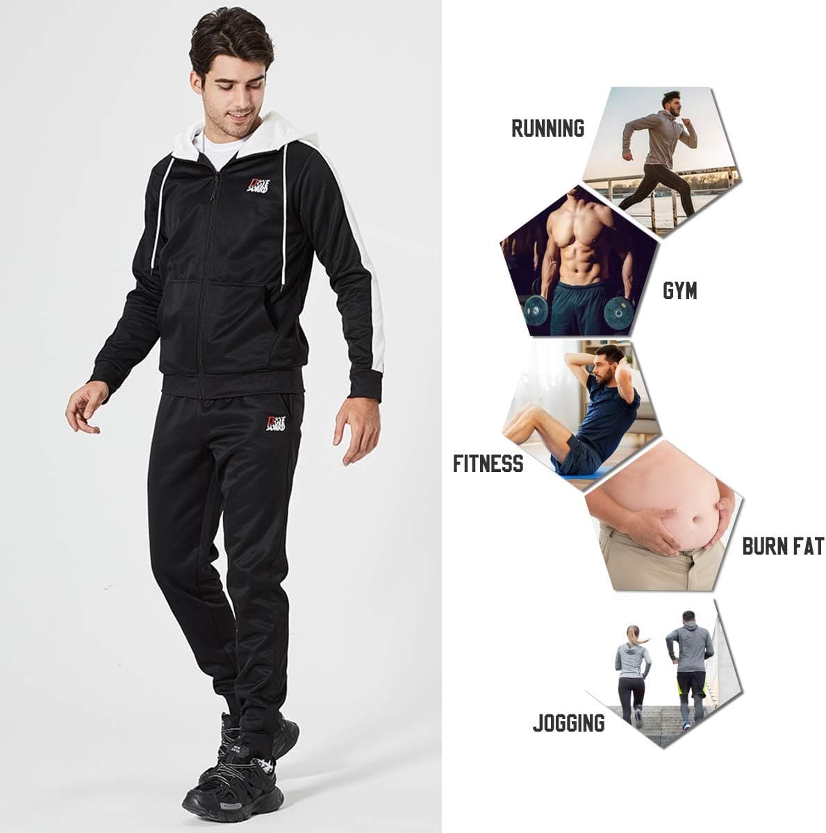 LBL Men's Casual Tracksuit Set 2 Piece Athletic Sweat Suits Long Sleeve Full-Zip Running Joggers Set