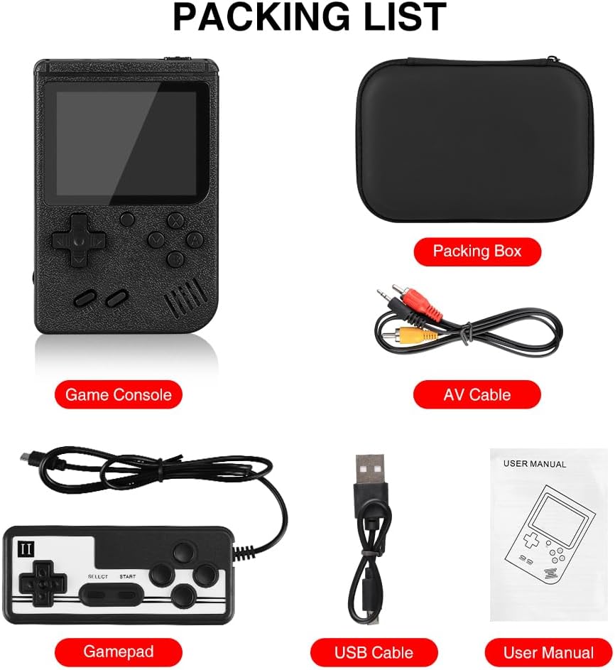 Handheld Game Console, 3.0 Inch Screen, Retro Mini Games Console 500+ Classic FC Games, Support Up to 2 Players & TV Ideal Christmas or Birthday Gift