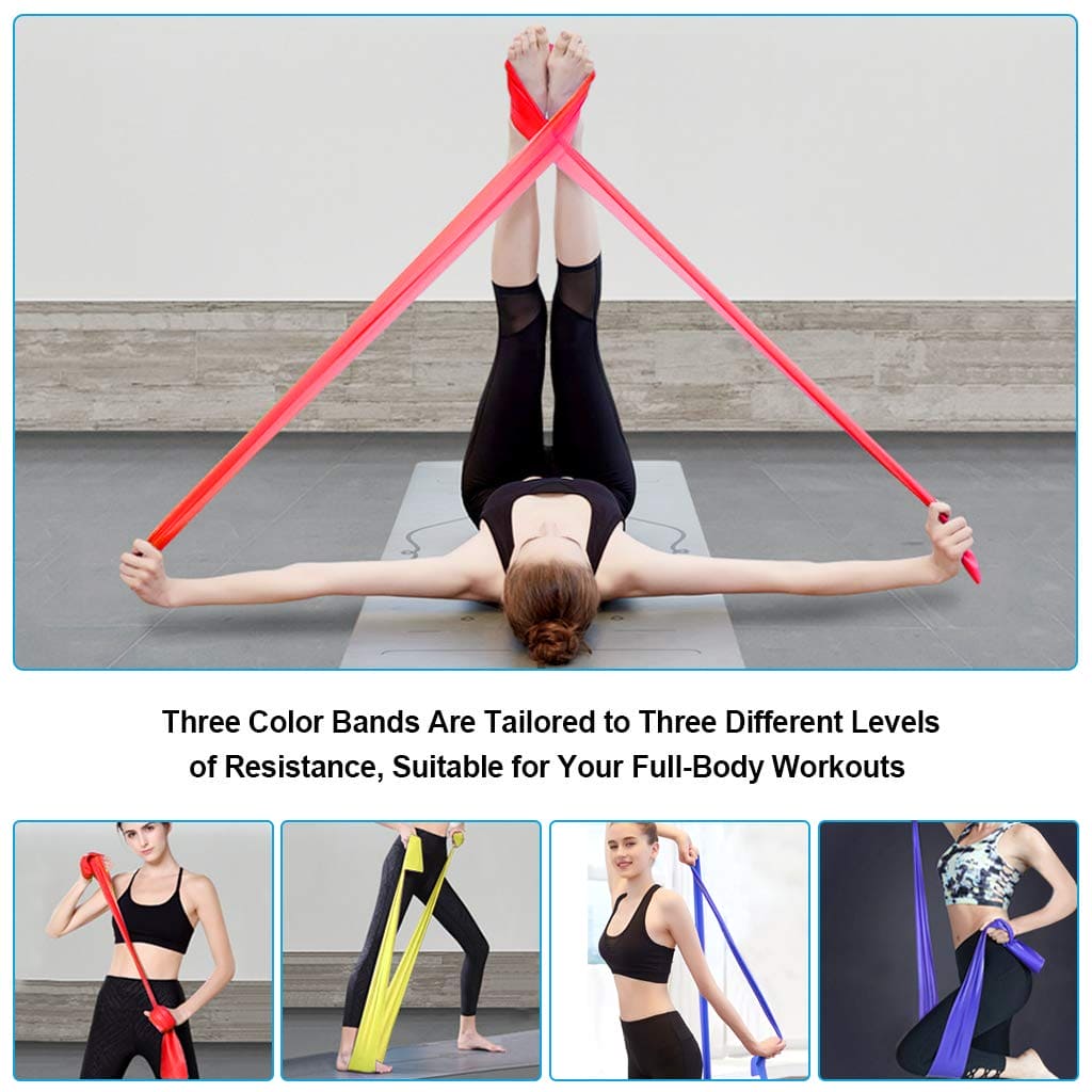 Resistance Bands Set, [Set of 3] 2.0M/6.5ft Skin-Friendly Exercise Bands with 3 Resistance Levels, Workout Resistance Bands Set for Women and Men,Ideal for Strength Training, Pilates, Yoga, Fitness