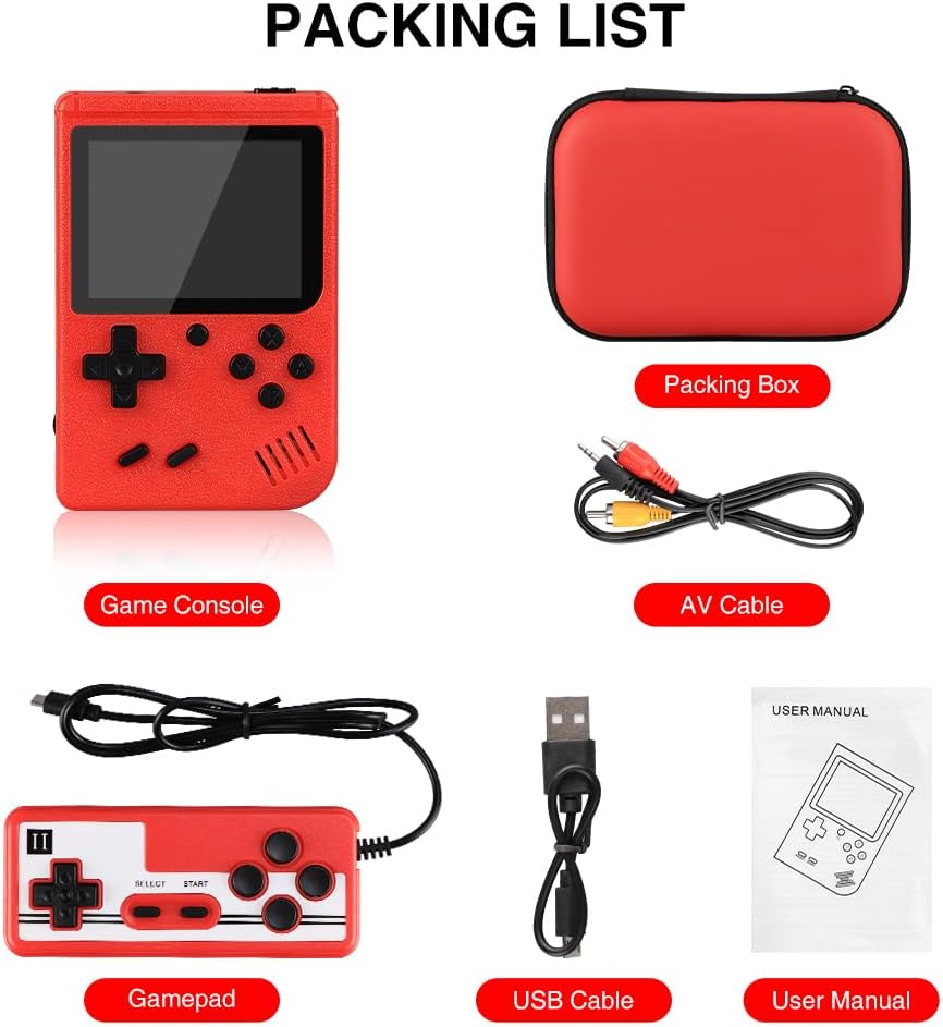 Handheld Game Console, 3.0 Inch Screen, Retro Mini Games Console 500+ Classic FC Games, Support Up to 2 Players & TV Ideal Christmas or Birthday Gift