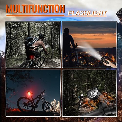 KTEBO Rechargeable Bike Lights Front and Back with Electric Bell Set, LED Ultra Bright Bicycle Lights, Road Mountain Bike Accessories for kids Adults