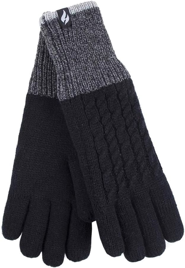 HEAT HOLDERS - Ladies Cute Striped Fairisle Warm Knitted Fleece Lined Winter Thermal Gloves