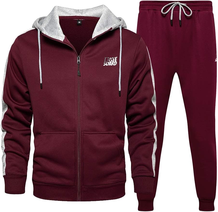 LBL Men's Casual Tracksuit Set 2 Piece Athletic Sweat Suits Long Sleeve Full-Zip Running Joggers Set