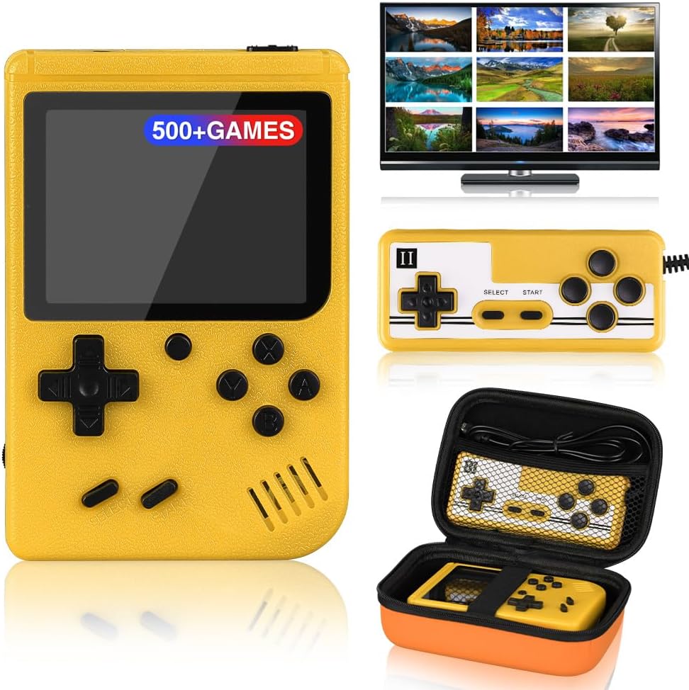 Handheld Game Console, 3.0 Inch Screen, Retro Mini Games Console 500+ Classic FC Games, Support Up to 2 Players & TV Ideal Christmas or Birthday Gift