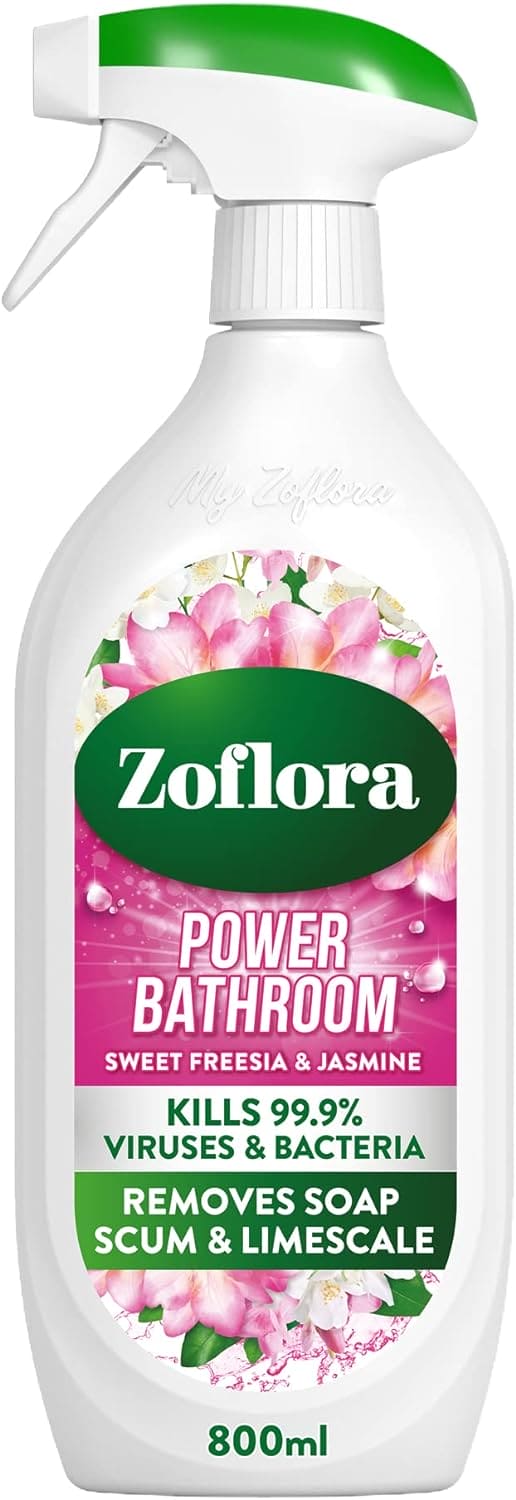 Zoflora Caribbean Grapefruit & Lime Power Bathroom 800 ml, Limescale prevention and removal. Soapscum Remover, Disinfectant Cleaner Spray, Antibacterial Surface Cleaner, Bathroom Cleaner Spray