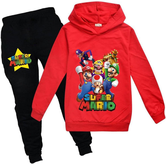 Kids Super Bros Hoodies and Sweatpants 2 Piece Outfit Set Sweatshirt Jogging Tracksuit for Boys Girls