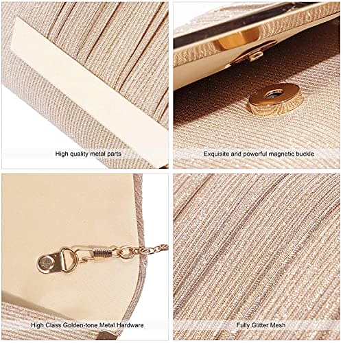 Fioeyr Women's Flap Clutch Bag Purses Glitter Party Wedding Evening Bags Envelope Handbag