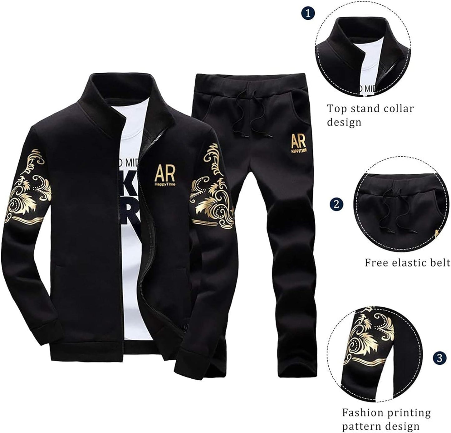 LBL Men's Casual Tracksuit Set 2 Piece Athletic Sweat Suits Long Sleeve Full-Zip Running Joggers Set