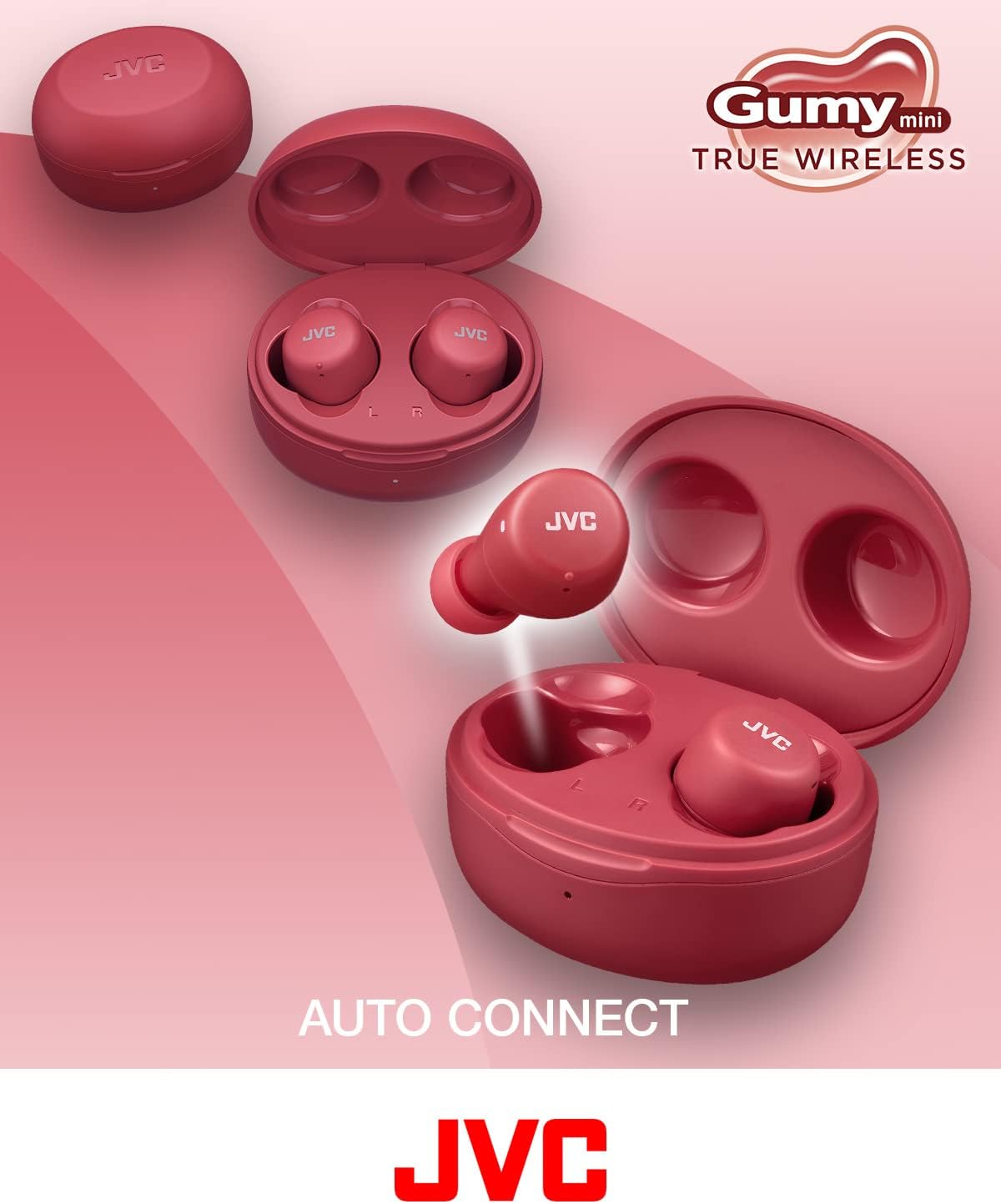 JVC Gumy Mini True Wireless Earbuds [Amazon Exclusive Edition], Bluetooth 5.1, Splash Protection (IPX4), Long Battery Life (up to 15 Hours) - HA-Z55T-B (Black)