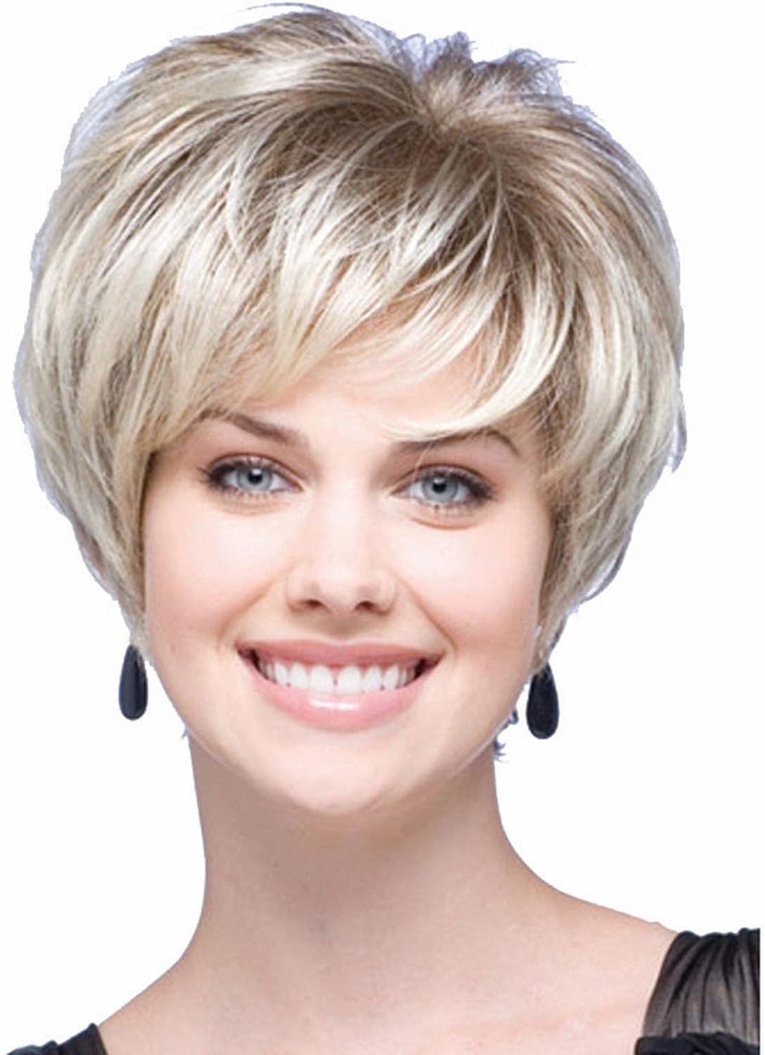 Women's Wig Short Hair Fashion Light Gold Fiber Wig Women's Light Gold Short Hair Lace Front Wigs Human Hair (Gold, One Size)