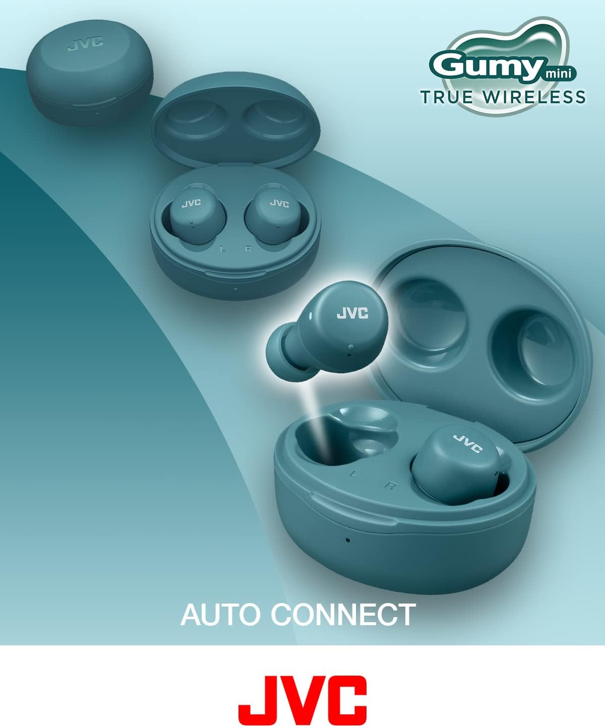 JVC Gumy Mini True Wireless Earbuds [Amazon Exclusive Edition], Bluetooth 5.1, Splash Protection (IPX4), Long Battery Life (up to 15 Hours) - HA-Z55T-B (Black)