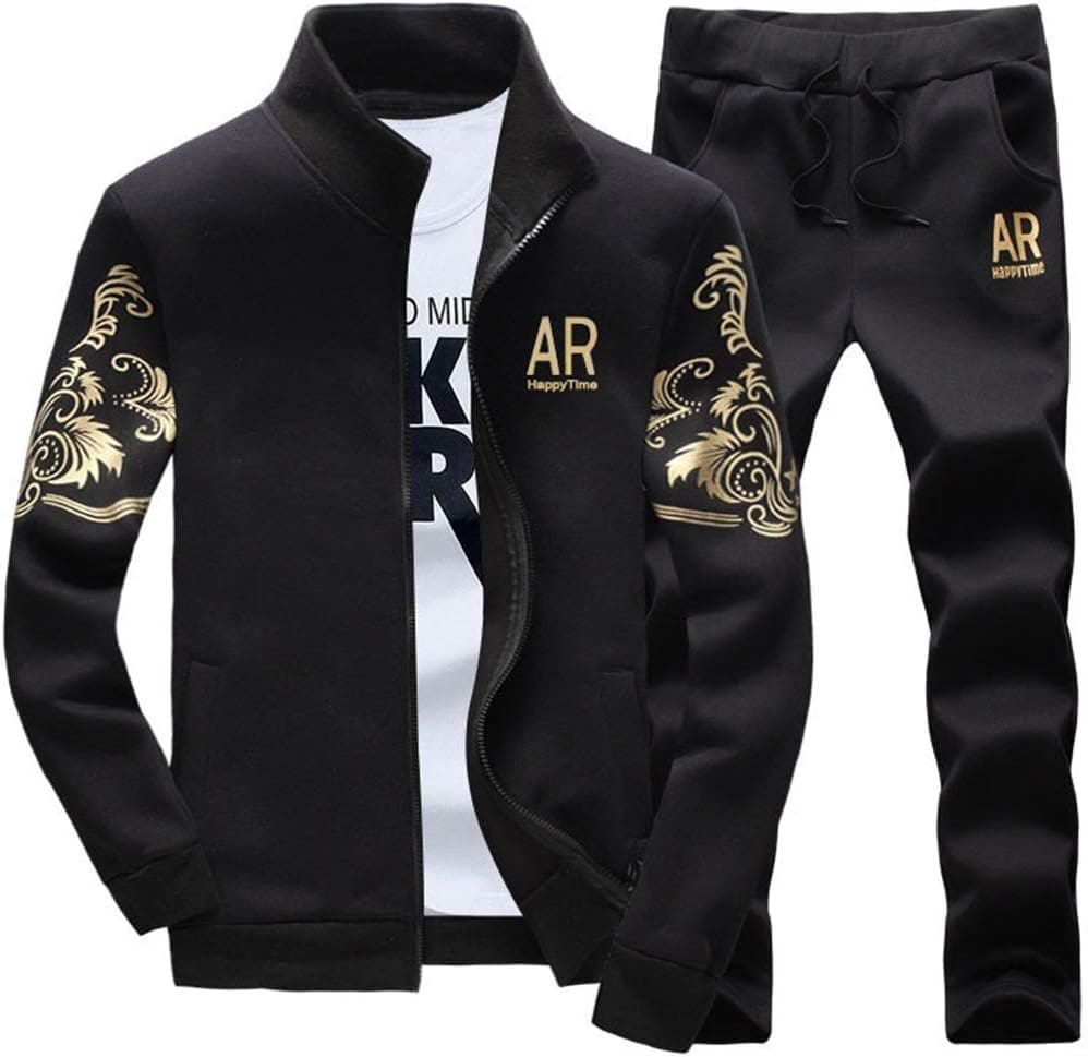 LBL Men's Casual Tracksuit Set 2 Piece Athletic Sweat Suits Long Sleeve Full-Zip Running Joggers Set