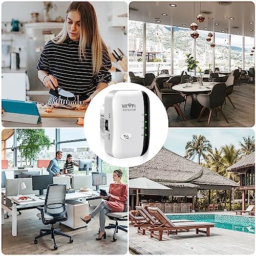 WiFi Extender Booster,Wireless Signal Booster Up to 3000sq.ft and 30 Devices,WiFi Range Extender with Integrated Antennas Ethernet Port,Support AP/Repeater Mode and WPS Function,Garden WiFi Extender