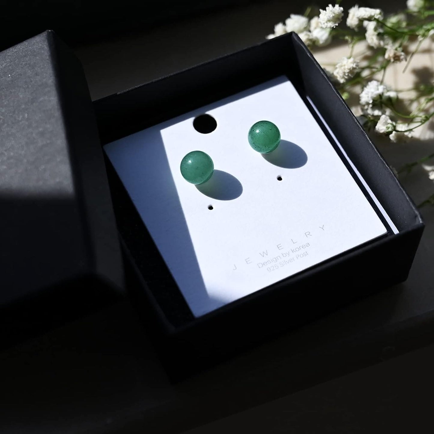 Jade Earrings Studs,8mm Dark Green Jade Earrings for Women,925 Sterling Silver Stud Earrings Jade Jewellery Good Luck Earrings Handmade Gift for Birthday Anniversary