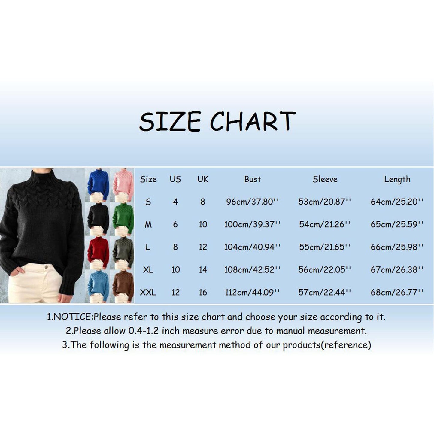 Women's Jumpers Womens Sweater Dress 50Th Birthday Gifts for Women Autumn Winter Essentials Women Turtleneck Sweater Women Cowl Neck Sweater for Women Womens Clothing Sale Clearance UK Blue