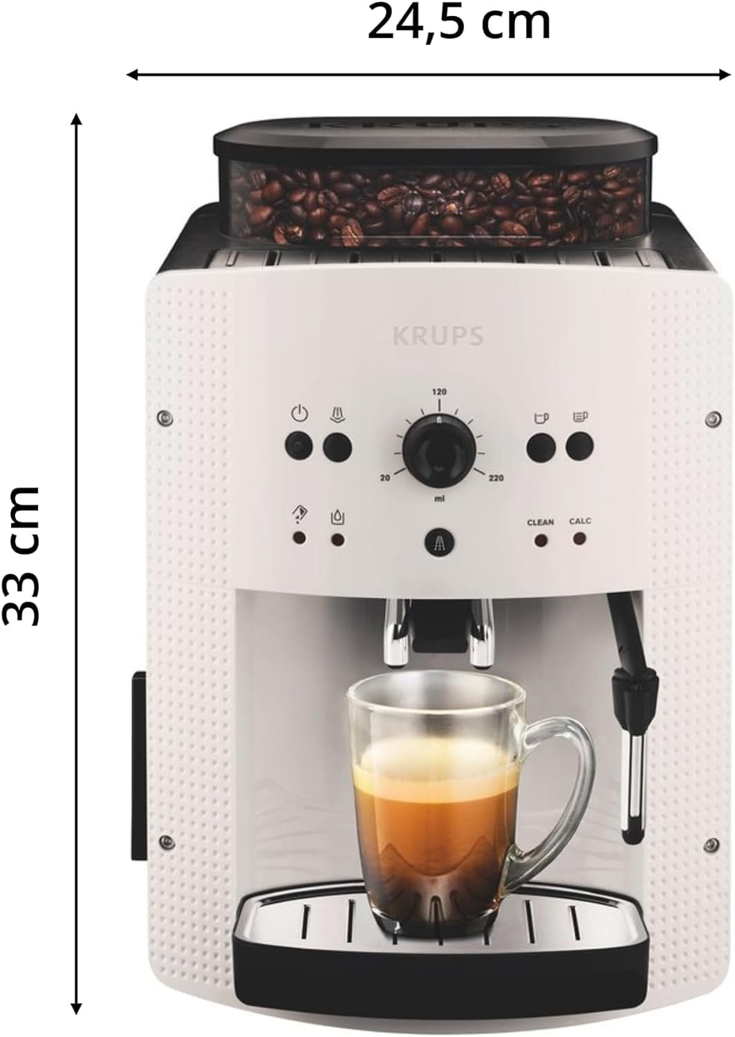 KRUPS Arabica Digital Automatic Coffee Machine, Bean to Cup, Espresso & Cappuccino Maker, 1.7 litre Water Tank, Silver, EA817840