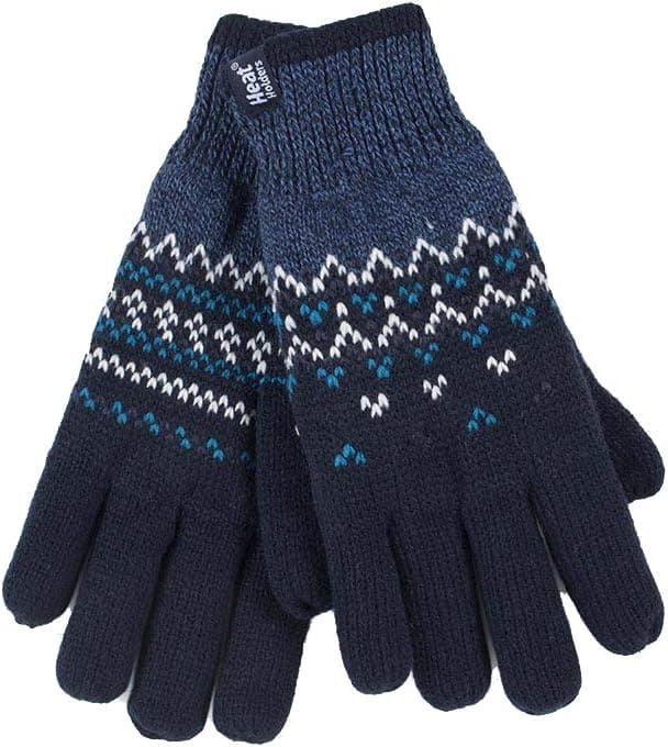 HEAT HOLDERS - Ladies Cute Striped Fairisle Warm Knitted Fleece Lined Winter Thermal Gloves