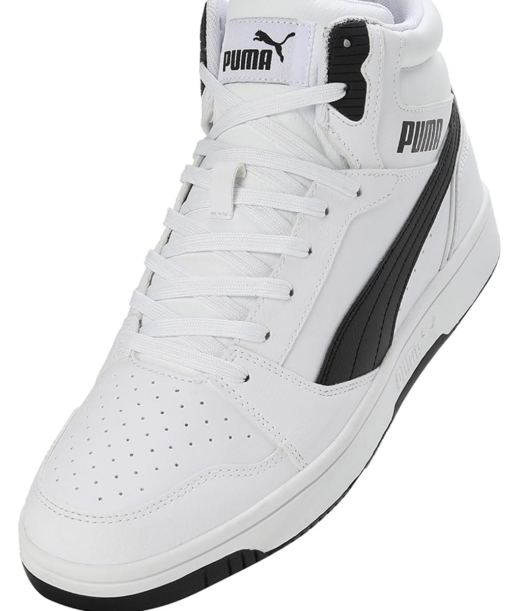 Puma Unisex Adults Rebound V6 Sneakers, Puma White-Puma Black-Shadow Gray-Puma White, 10 UK