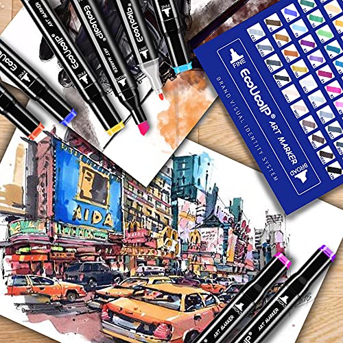 EooUooIP 60 Colours Graphic Marker Pens Set Permanent Art Marker Pens Drawing Pens for Artists with Dual Tips, Perfect for Colouring, Highlight