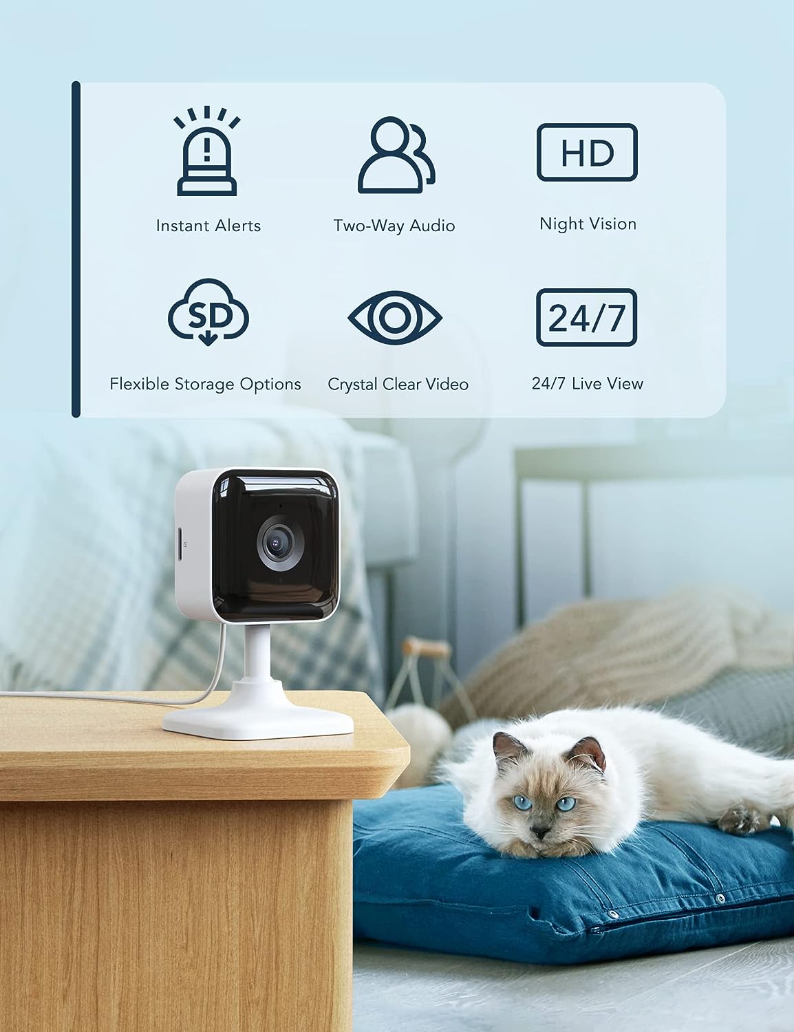 GNCC Indoor Camera, Security Camera, 1080P Cameras House Security, CCTV Camera, Home Security Camera, Motion/Sound Detection 2 Way Audio SD&Cloud C2