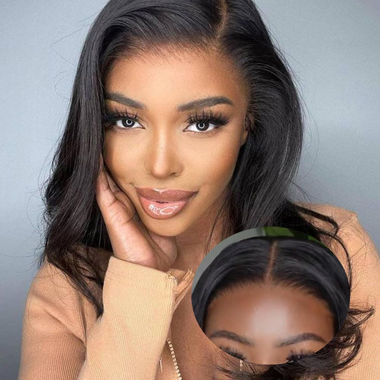 Human Hair Glueless Wig Body Wave Wear And Go Pre Plucked Natural Hairline Wig Pre-cut 4x4 HD Lace Front Wig For Beginners Friendly 180% Density 12inch.