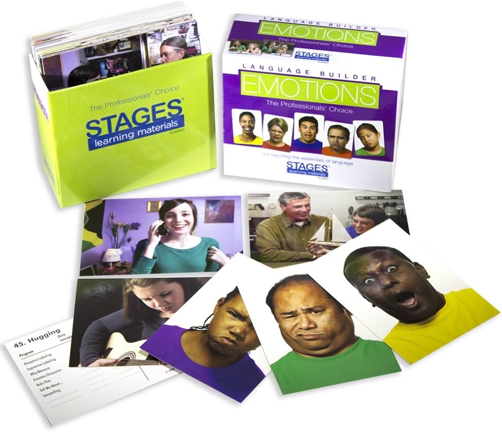 Stages Learning Materials Language Builder Emotion Picture Cards Expressions, Conversation, and Situation Photo Cards for Autism Education, ABA Therapy