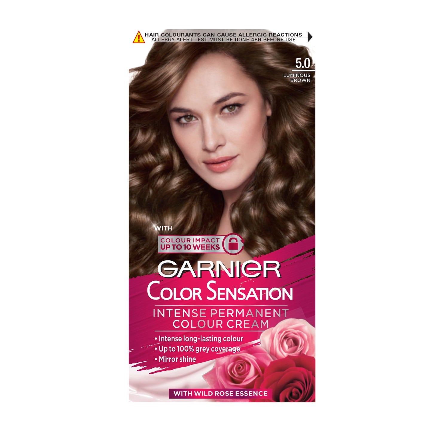 Garnier Color Sensation Brown Hair Dye Permanent 5.0 Luminous Brown