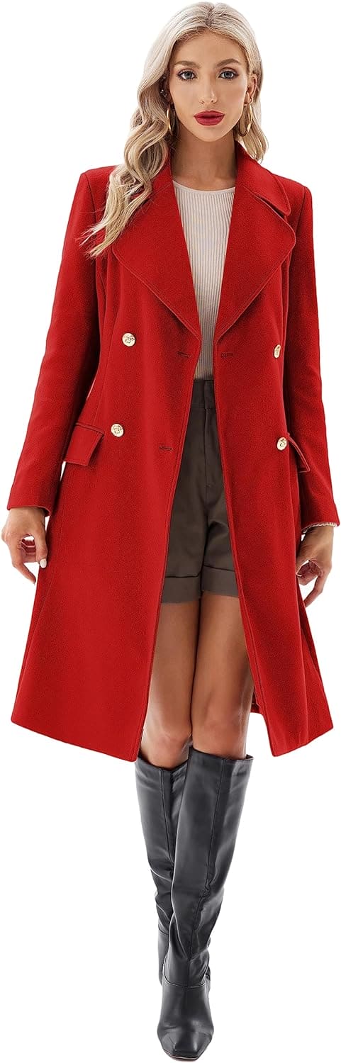 GRACE KARIN Winter Coats for Women UK Warm Long Duffel Coats Double Breasted Chunky Jackets