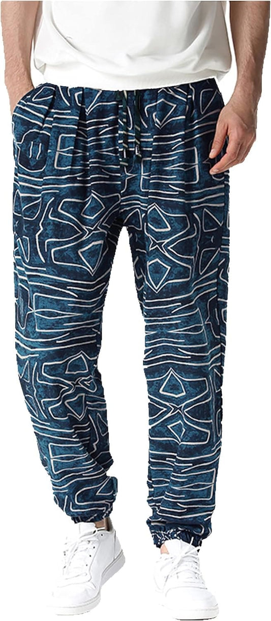 YAOBAOLE Men Hippie Trousers Men Linen Trousers 3D Printed Joggers Yoga Tracksuit Bottoms