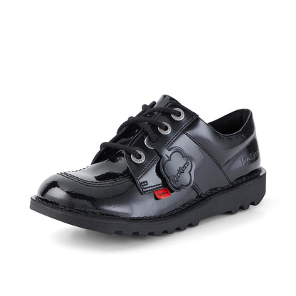 Kickers Unisex Kids Kick Lo Leather School Shoes, Black Patent, 6 UK