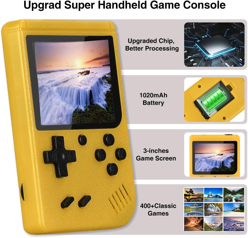 Handheld Game Console, 3.0 Inch Screen, Retro Mini Games Console 500+ Classic FC Games, Support Up to 2 Players & TV Ideal Christmas or Birthday Gift