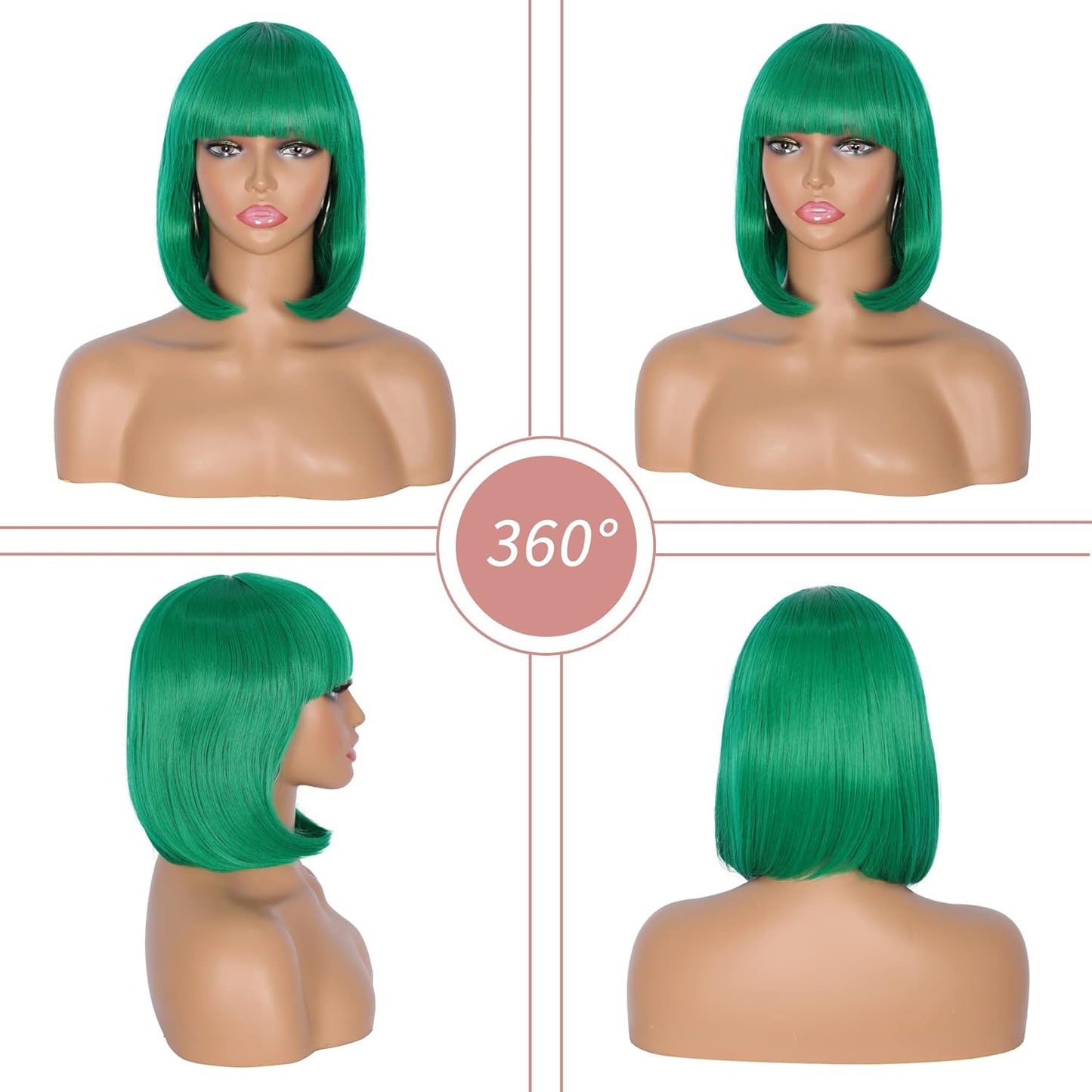 Kalyss Synthetic Bob Wigs for Women Short Dark Brown Bob Wig Natural Looking Straight Ladies Daily Hair Wig with Fringe for Cosplay Halloween Christmas Party