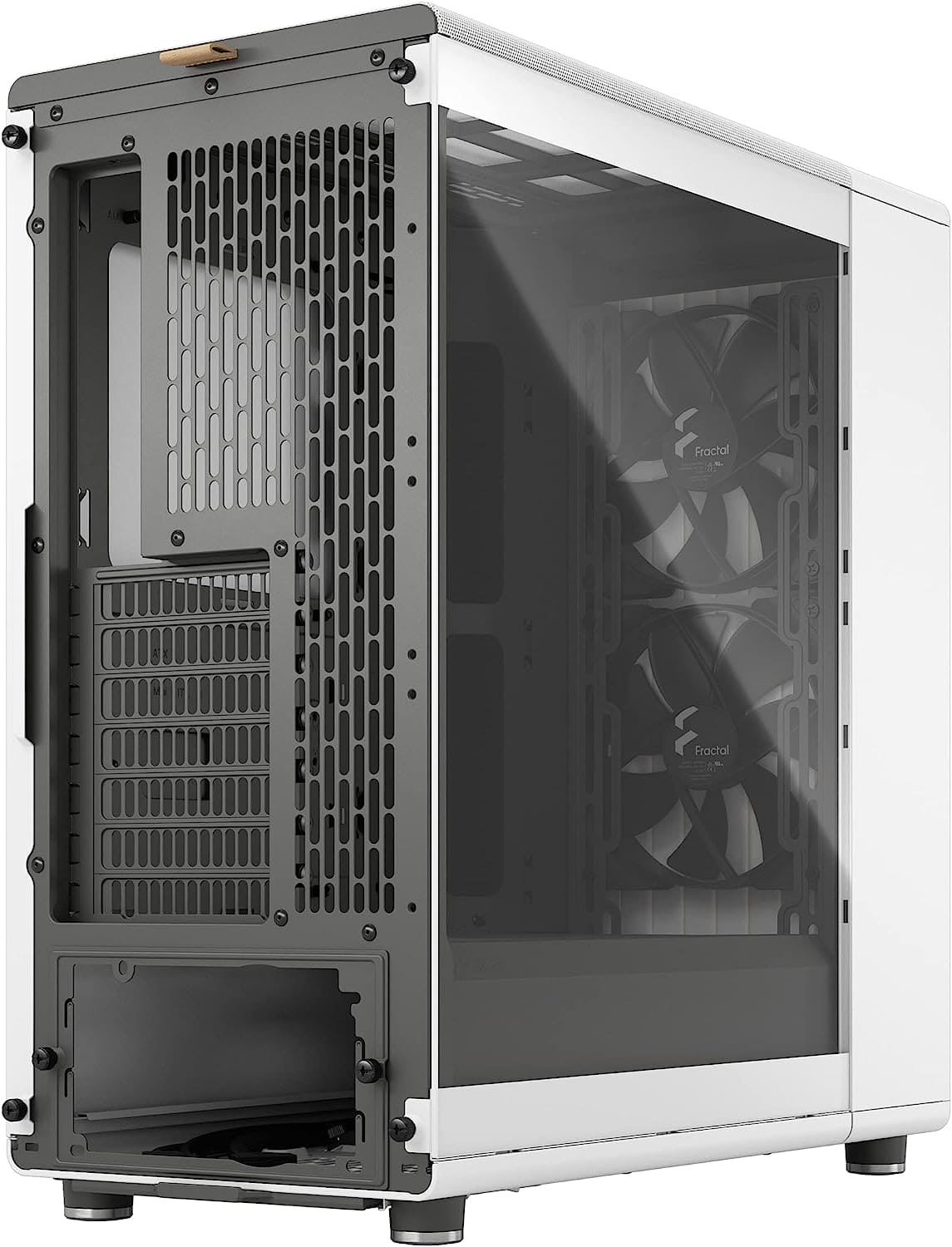 Fractal Design North Chalk White - Wood Oak Front - Mesh Side Panels - Two 140mm Aspect PWM Fans Included - Type C USB - ATX Airflow Mid Tower PC Gaming Case