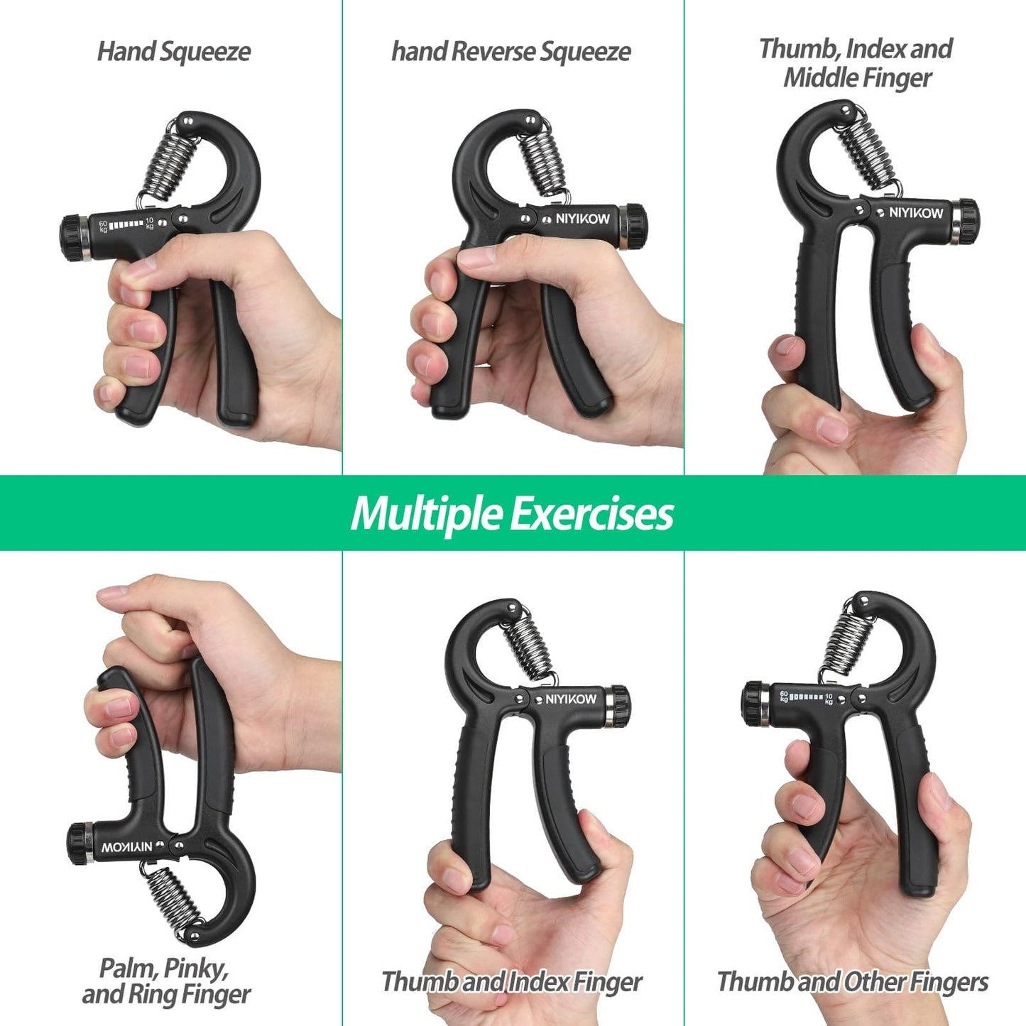 NIYIKOW 2 Pack Hand Grip Strengthener, Grip Strengthener, Forearm Strengthener, Adjustable Resistance 22-132Lbs (10-60kg), Perfect for Musicians Athletes and Hand Injury Recovery