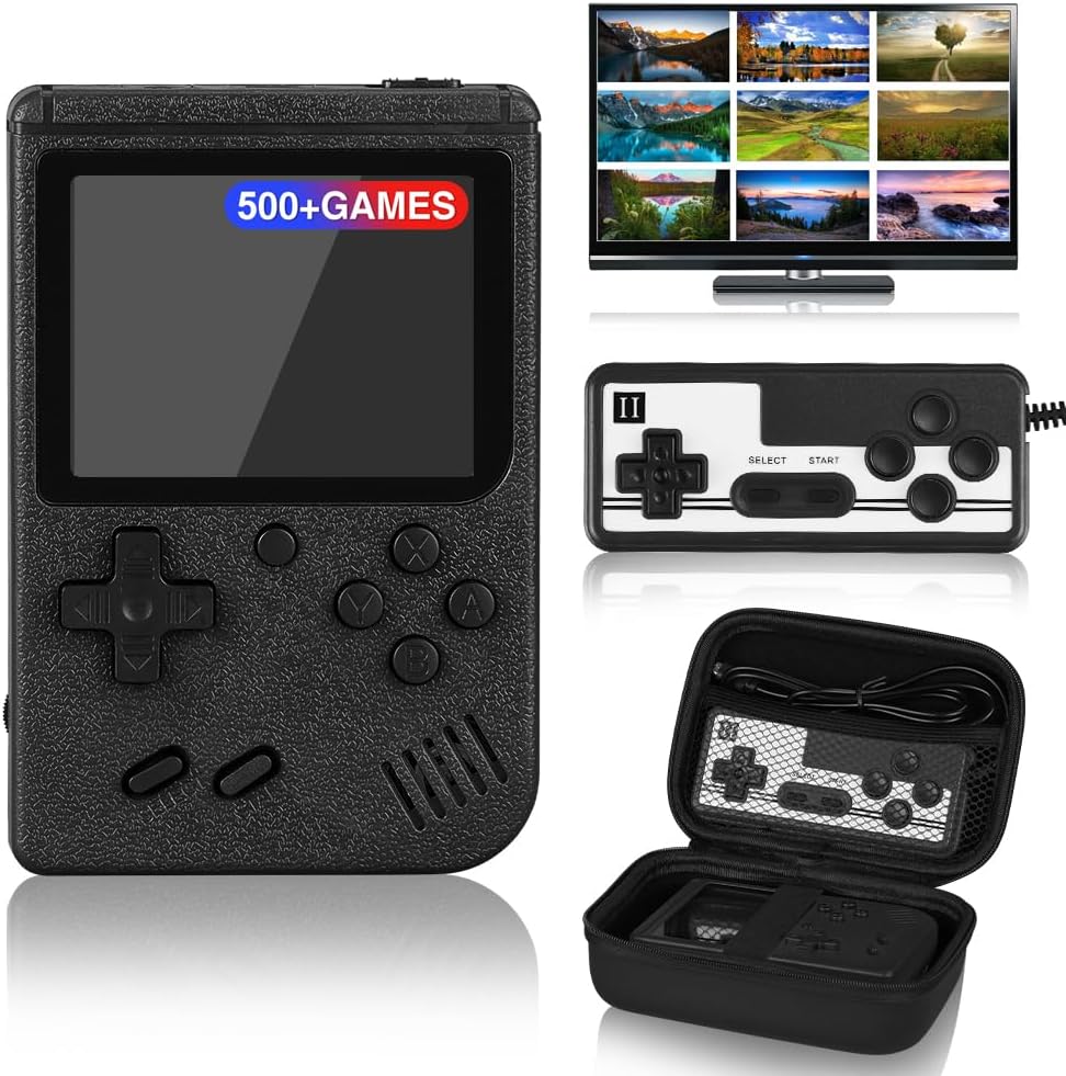 Handheld Game Console, 3.0 Inch Screen, Retro Mini Games Console 500+ Classic FC Games, Support Up to 2 Players & TV Ideal Christmas or Birthday Gift