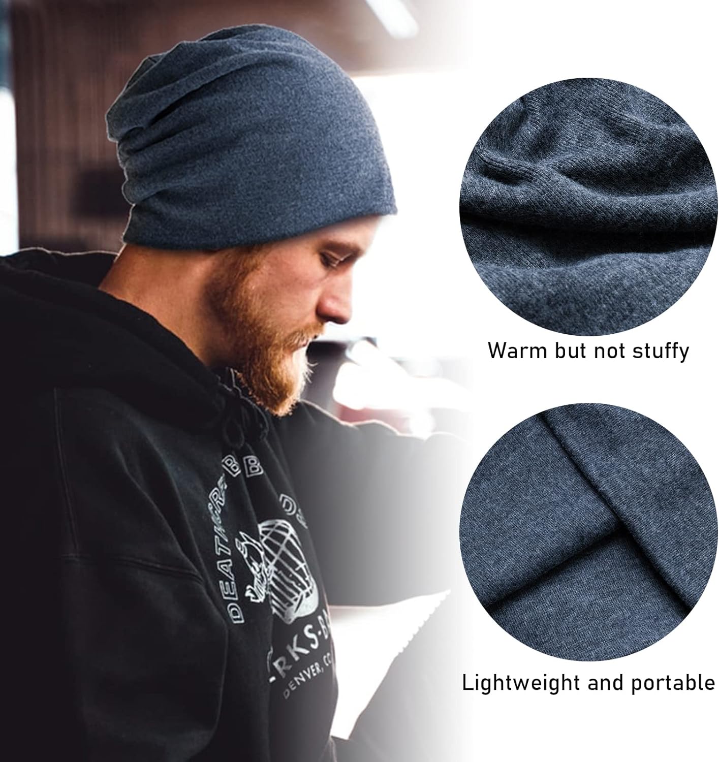 Hurinan Unisex Slouch Beanie Hat Jersey Beanie Skull Cap Classic Baggy Hat Lightweight and Soft Knitted Cotton Hat Headwear for Men Women