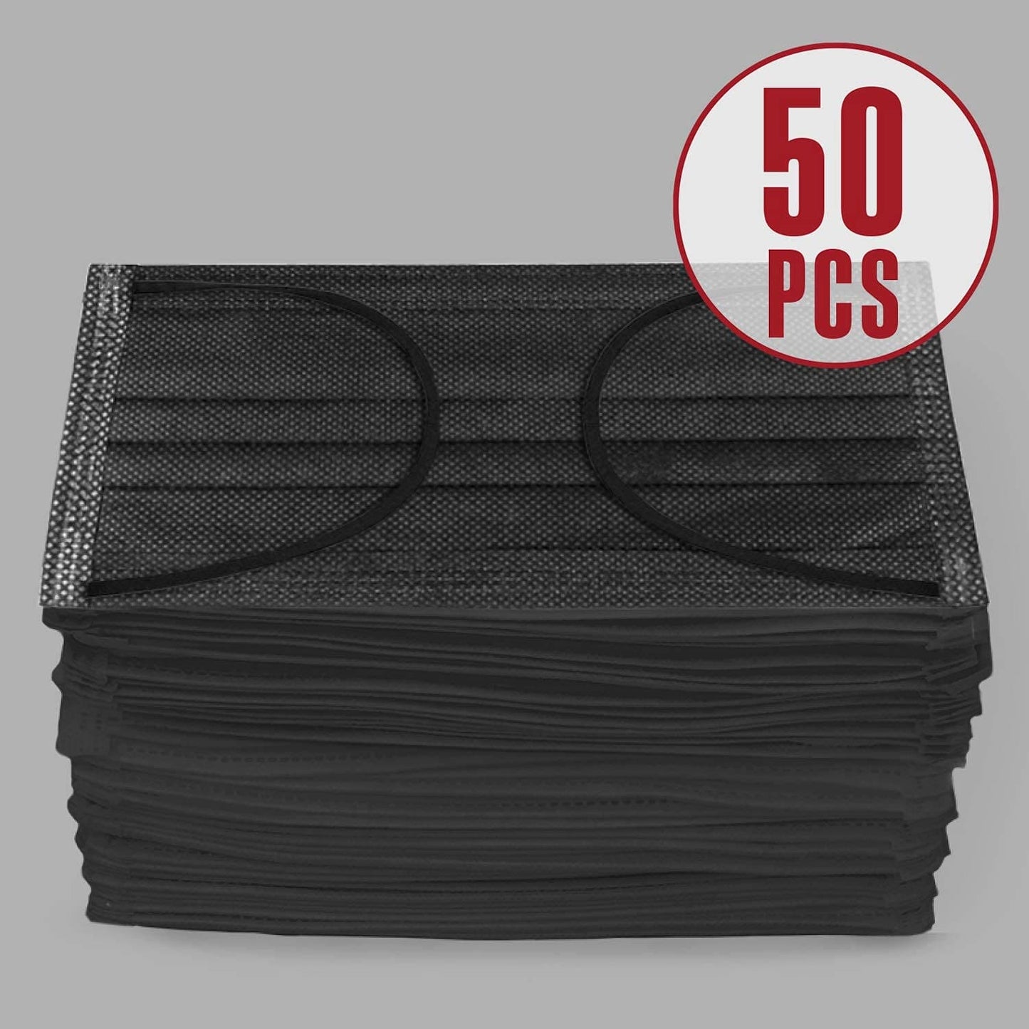 Harley Street Care Disposable Black Face Masks Protective 3 Ply Breathable Triple Layer Mouth Cover with Elastic Earloops - 2 Boxes of 50 pcs each (100 pcs)