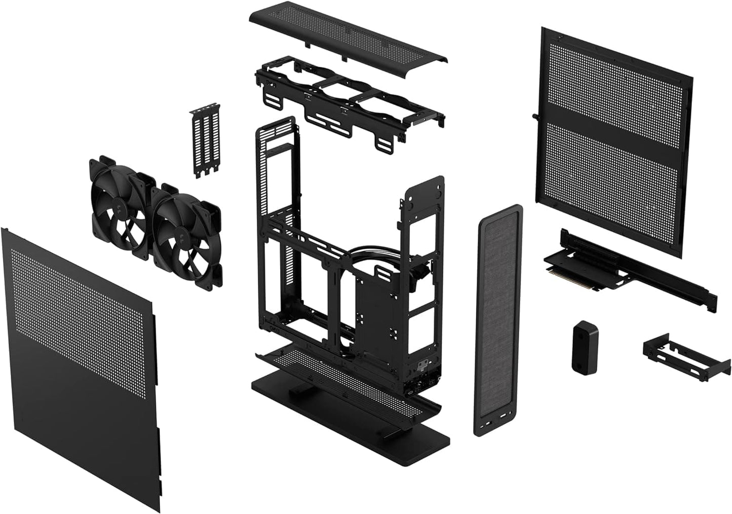 Fractal Design Ridge Black - PCIe 4.0 riser card included - 2x 140mm PWM Aspect fans included - Type C USB - m-ITX PC Gaming Case