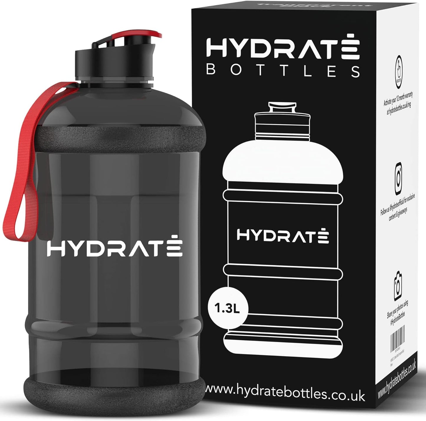 HYDRATE XL Jug Half Gallon Water Bottle with Nylon Carrying Strap & Leak-Proof Flip Cap - 2 Liter Water Jug - Large Capacity for Gym, Workouts, Sports, Running, Jogging, Travel - Matte Nude (74 oz)