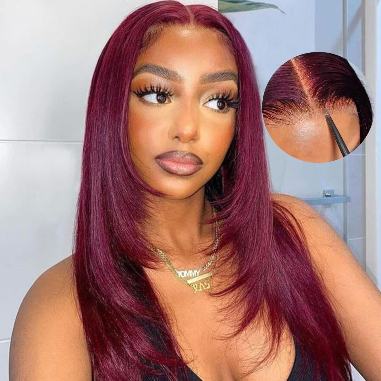 HD Lace Glueless Wig Wear and Go Brazilian Straight Lace Wigs For Women ShowJarlly No Glue 5x5 Lace Pre Cut Wig Human Hair Wigs chocolate brown mixed honey blonde wig 180% Density 18 Inch 4/27