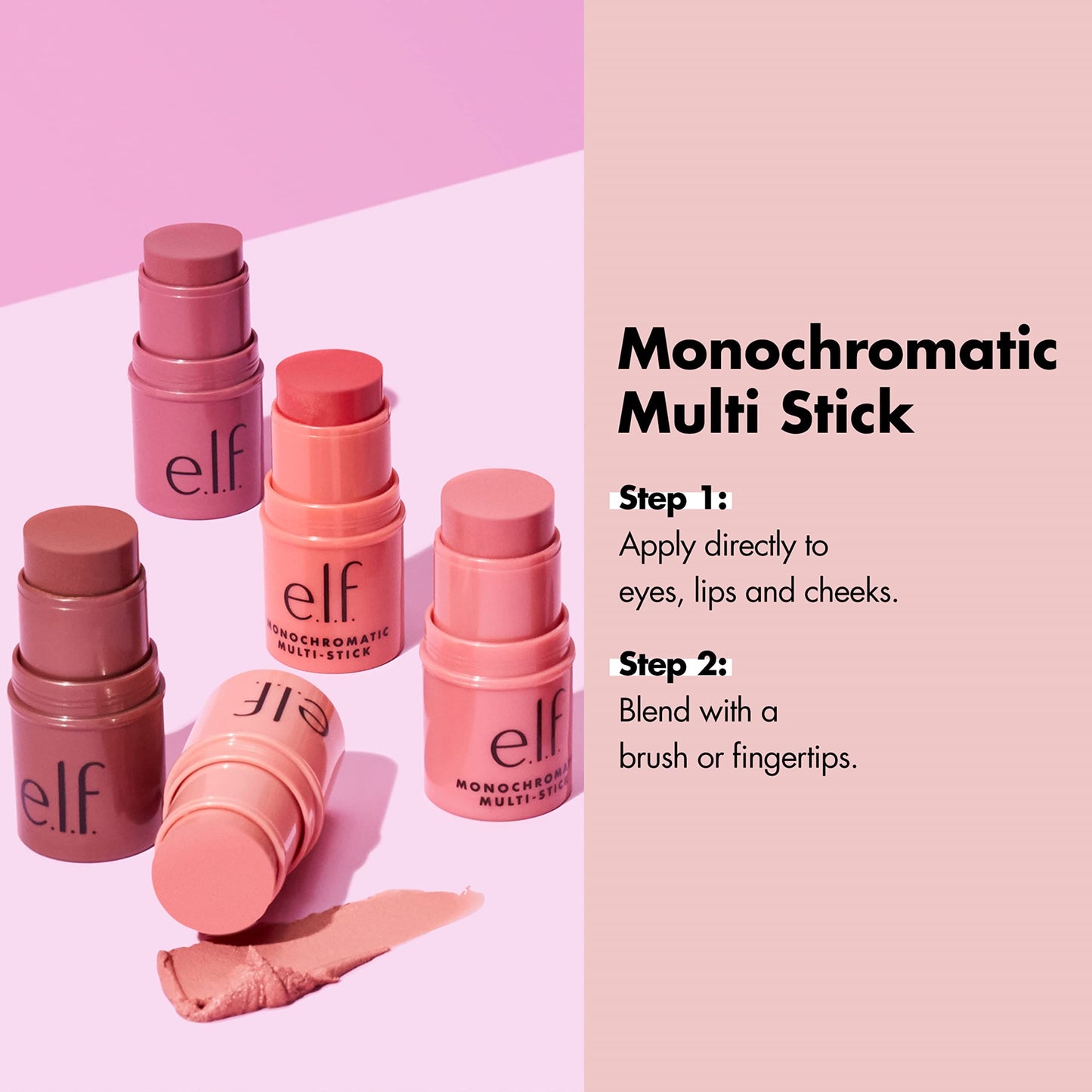 e.l.f. Monochromatic Multi Stick, Creamy, Lightweight, Versatile, Luxurious, Adds Shimmer, Easy To Use On The Go, Blends Effortlessly, Dazzling Peony 4.4g, 81346