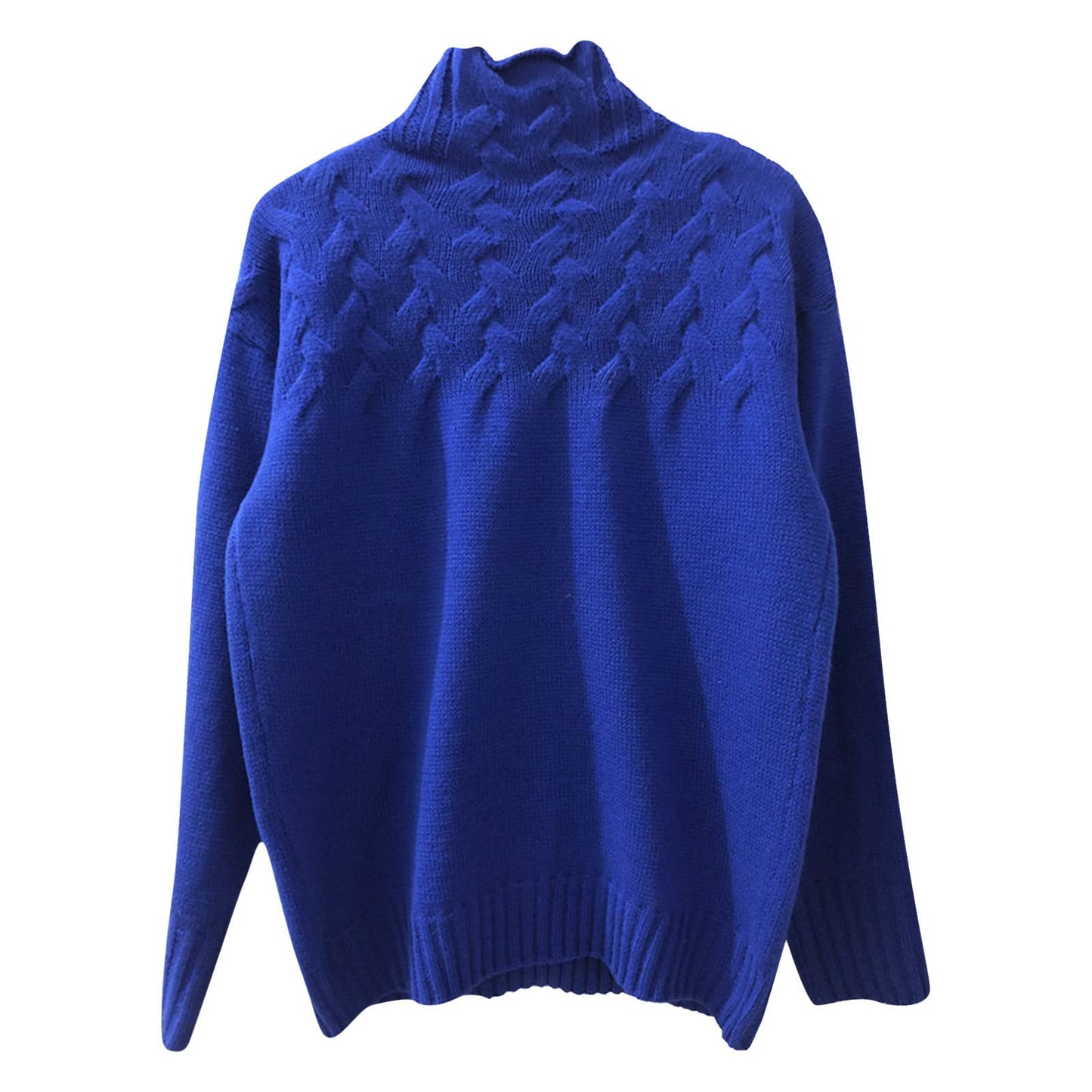 Women's Jumpers Womens Sweater Dress 50Th Birthday Gifts for Women Autumn Winter Essentials Women Turtleneck Sweater Women Cowl Neck Sweater for Women Womens Clothing Sale Clearance UK Blue