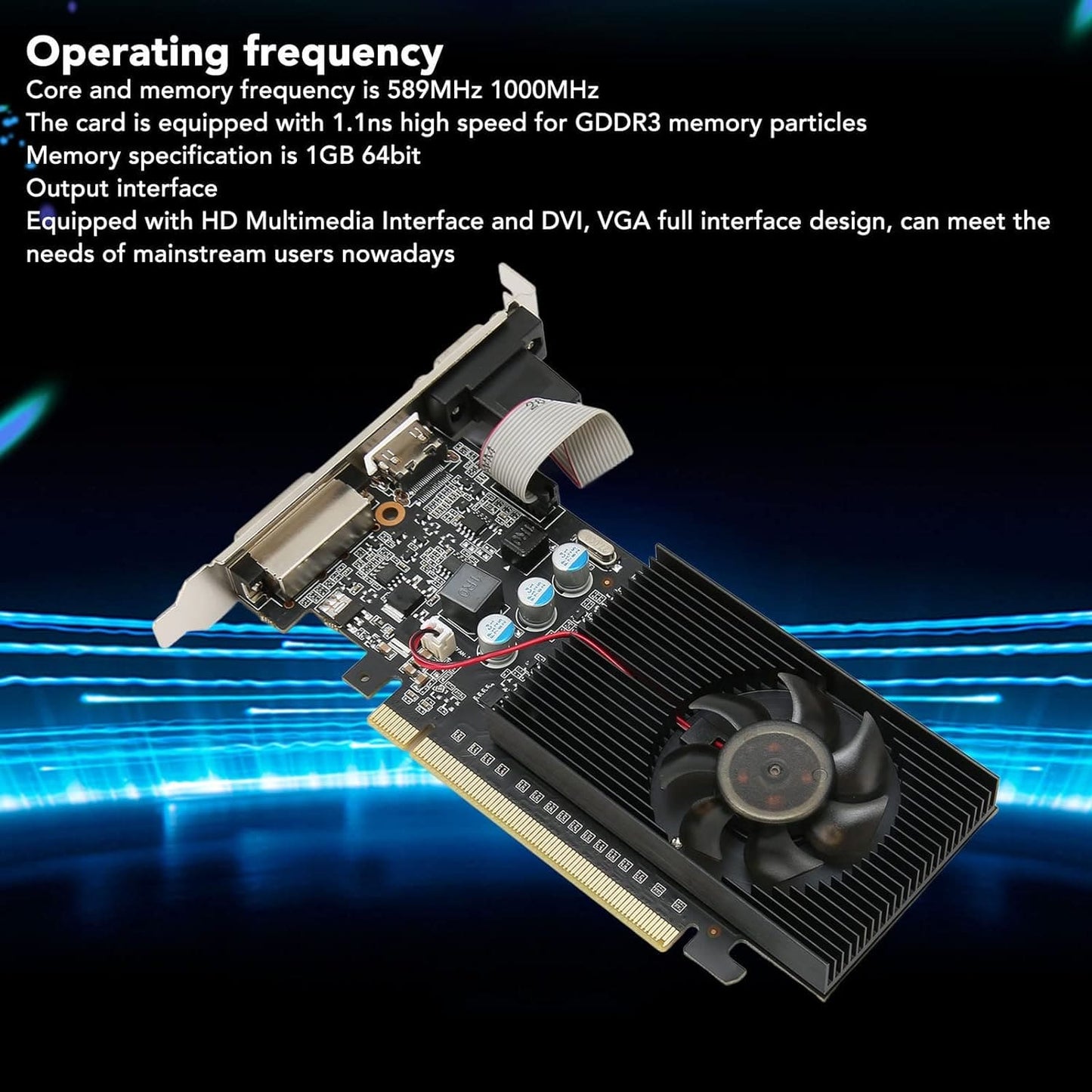 Gaming Graphics Card, DDR3 64 Bit PC Gaming Graphics Card Video Card PCI Express 2.0 HDMI VGA DVI Computer Graphics Card for PC Gaming