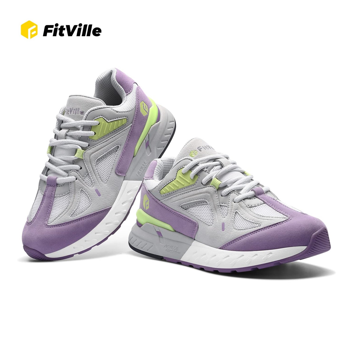 FitVille Womens Extra Wide Fit Trainers Ladies Walking Running Shoes Comfortable Sneakers for Flat Feet Plantar Fasciitis, Light Purple, 4 UK X-Wide