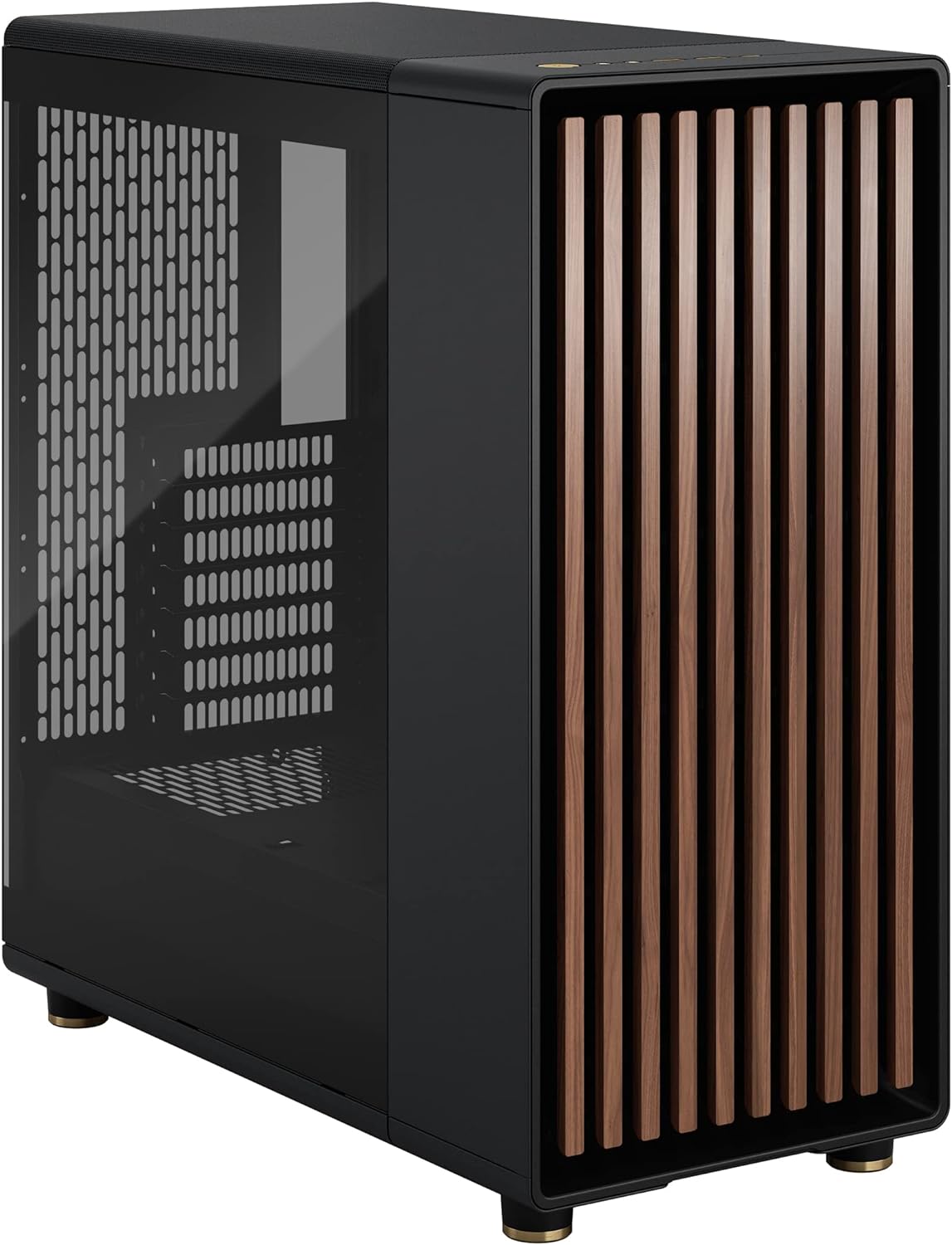 Fractal Design North Chalk White - Wood Oak Front - Mesh Side Panels - Two 140mm Aspect PWM Fans Included - Type C USB - ATX Airflow Mid Tower PC Gaming Case