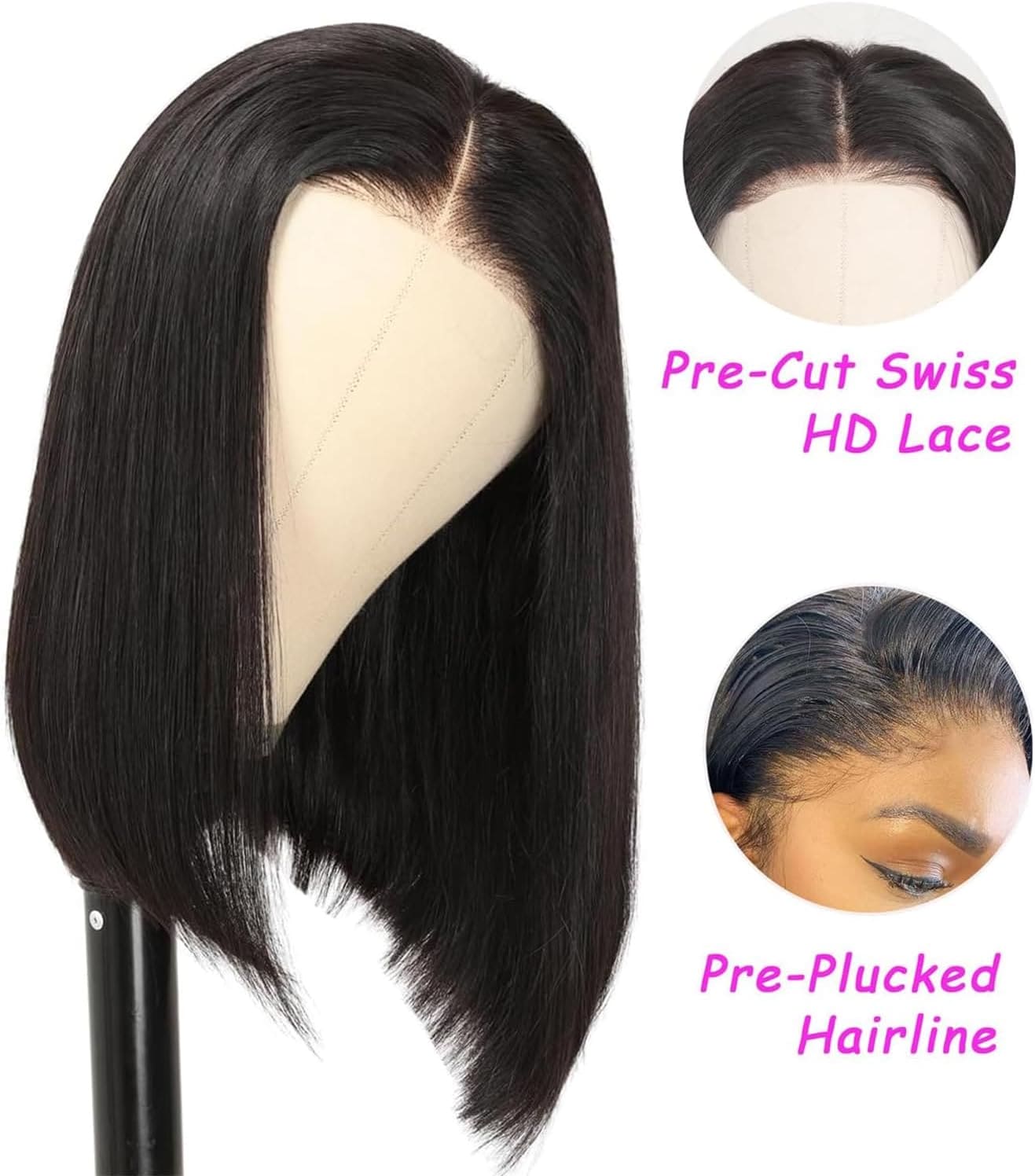 HD Lace Glueless Wig Wear and Go Brazilian Straight Lace Wigs For Women ShowJarlly No Glue 5x5 Lace Pre Cut Wig Human Hair Wigs chocolate brown mixed honey blonde wig 180% Density 18 Inch 4/27