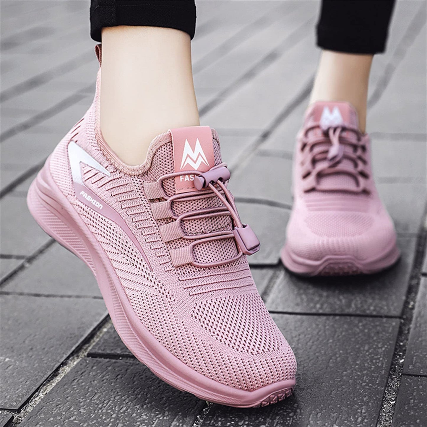 Promotion Sale Clearance Women's Slip on Sneakers Memory Foam Fashion Summer Autumn Women Sneakers Flat Lightweight Mesh Breathable Elastic Womens Air 1 07 Sneaker Pink