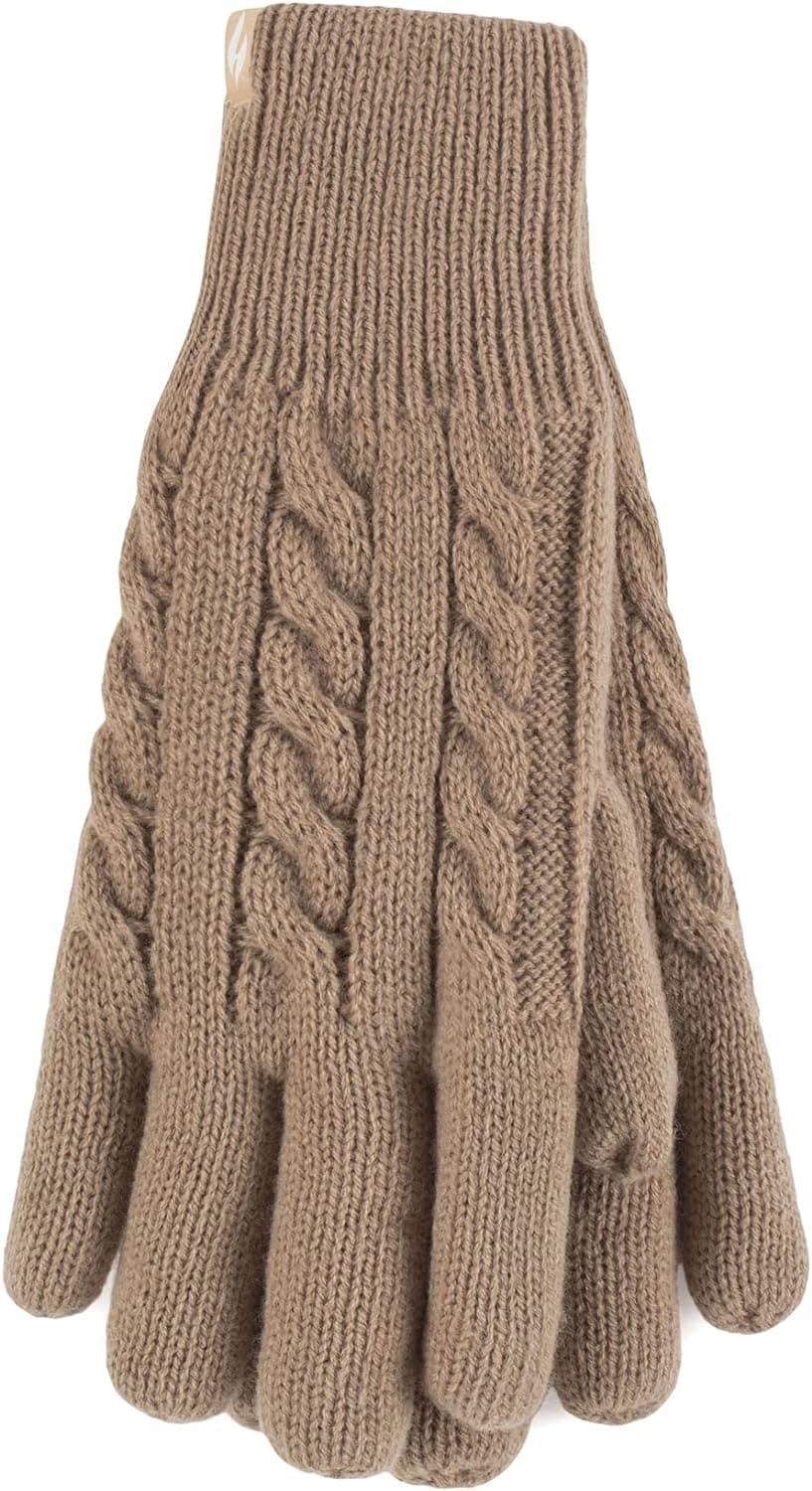 HEAT HOLDERS - Ladies Cute Striped Fairisle Warm Knitted Fleece Lined Winter Thermal Gloves