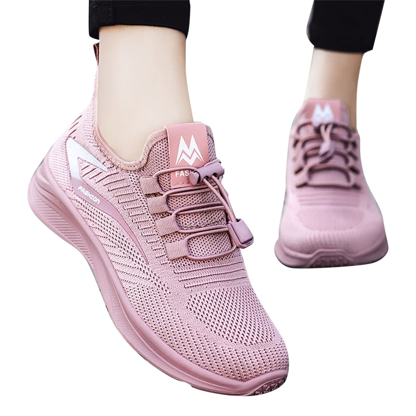 Promotion Sale Clearance Women's Slip on Sneakers Memory Foam Fashion Summer Autumn Women Sneakers Flat Lightweight Mesh Breathable Elastic Womens Air 1 07 Sneaker Pink