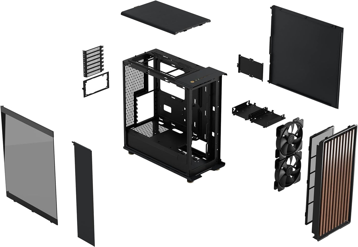 Fractal Design North Chalk White - Wood Oak Front - Mesh Side Panels - Two 140mm Aspect PWM Fans Included - Type C USB - ATX Airflow Mid Tower PC Gaming Case